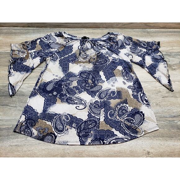 Espresso Butterfly Flare Sleeve Polyester Blouse Women's Size Large - Picture 1 of 9